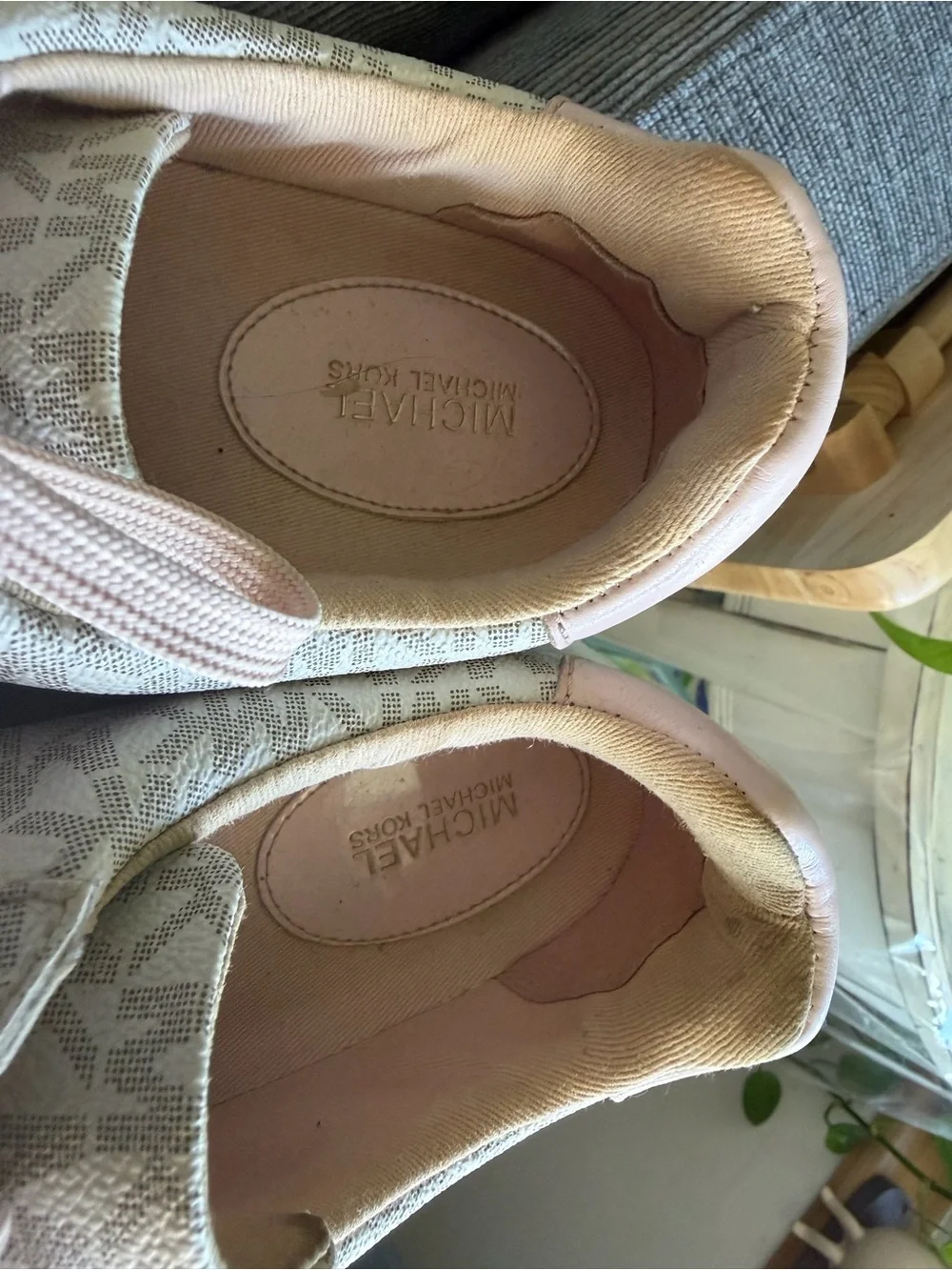 Michael Kors Beige/Blush Logo Lace-Up Sneakers